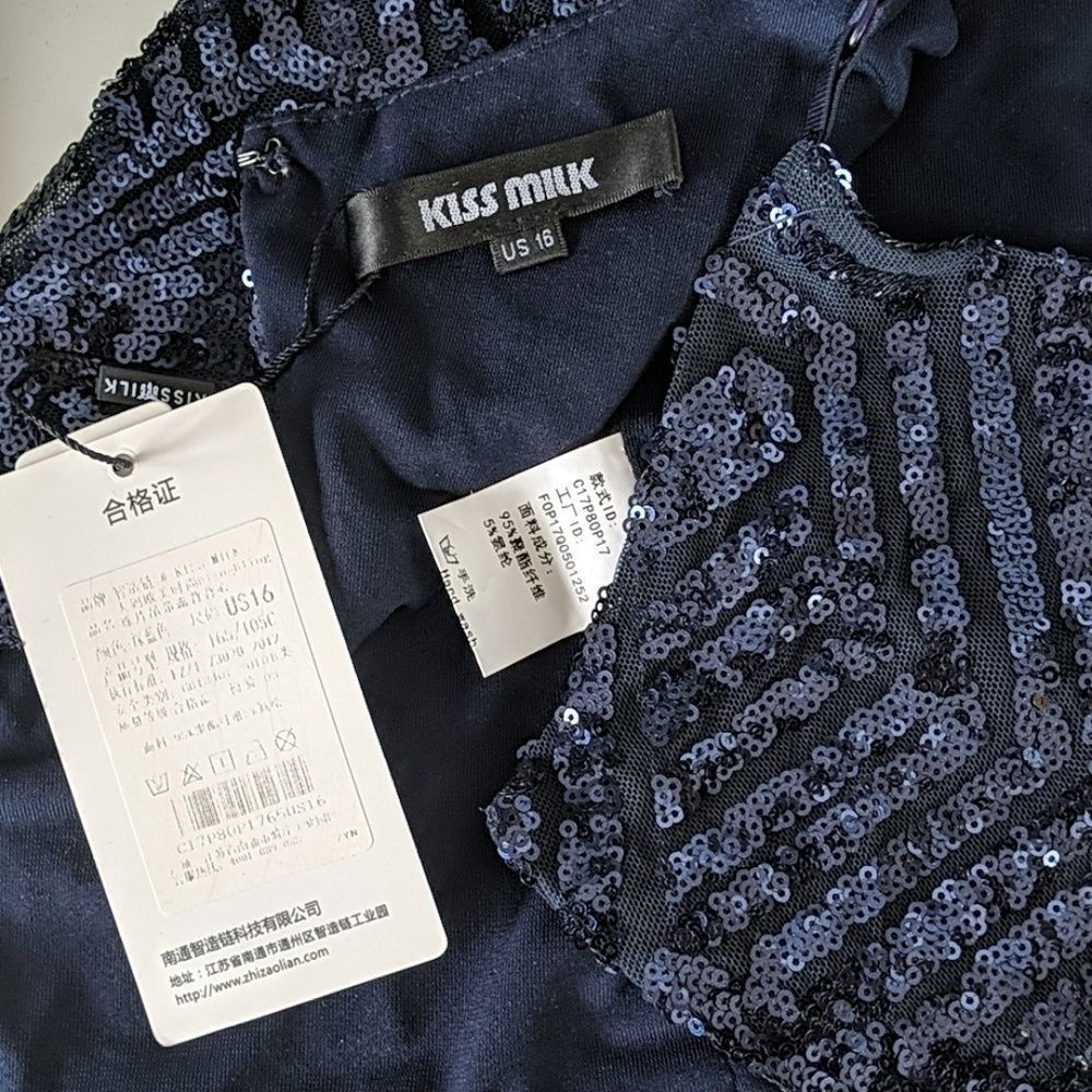 Sparkly navy Sequined split back top - Picture 8 of 13